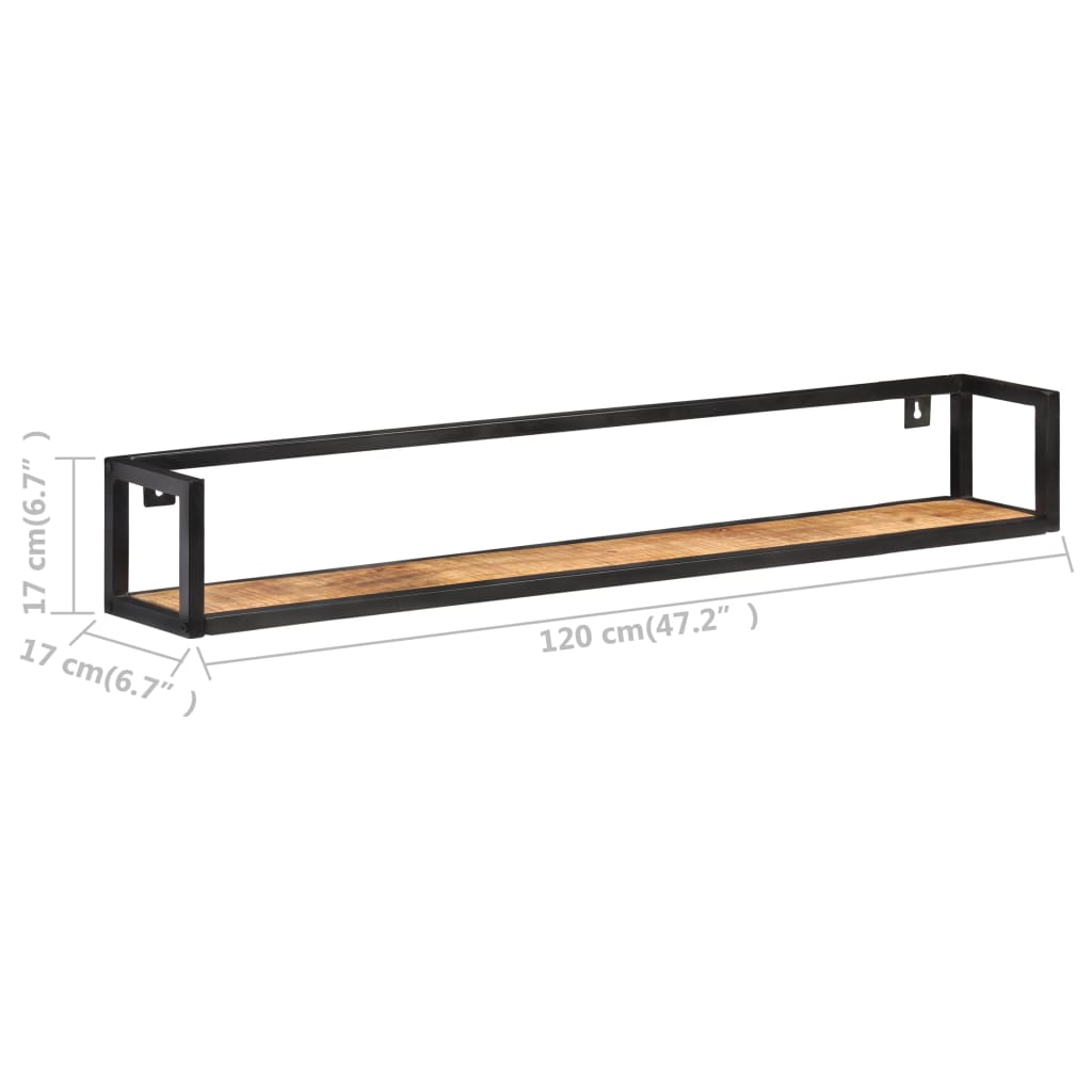 Mensole a Muro 2 pz 120 cm in Legno di Mango Grezzo | homemem39