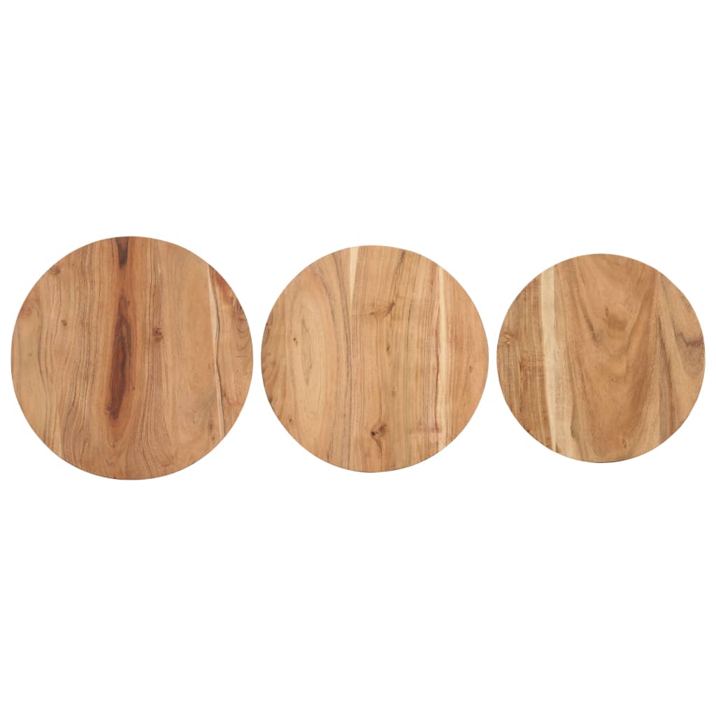 Tavolini Laterali 3 pz in Legno Massello di Acacia - homemem39