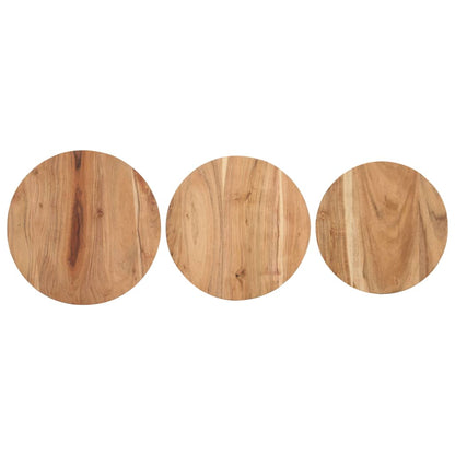 Tavolini Laterali 3 pz in Legno Massello di Acacia - homemem39