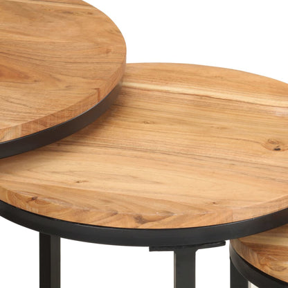 Tavolini Laterali 3 pz in Legno Massello di Acacia - homemem39