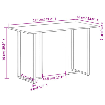 Tavolo da Pranzo 120 cm in Legno Massello di Mango Grezzo - homemem39