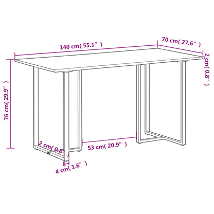 Tavolo da Pranzo 140 cm in Legno di Mango Grezzo | homemem39
