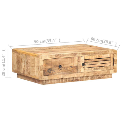 Tavolino da Salotto 90x60x29 cm in Legno di Mango Grezzo