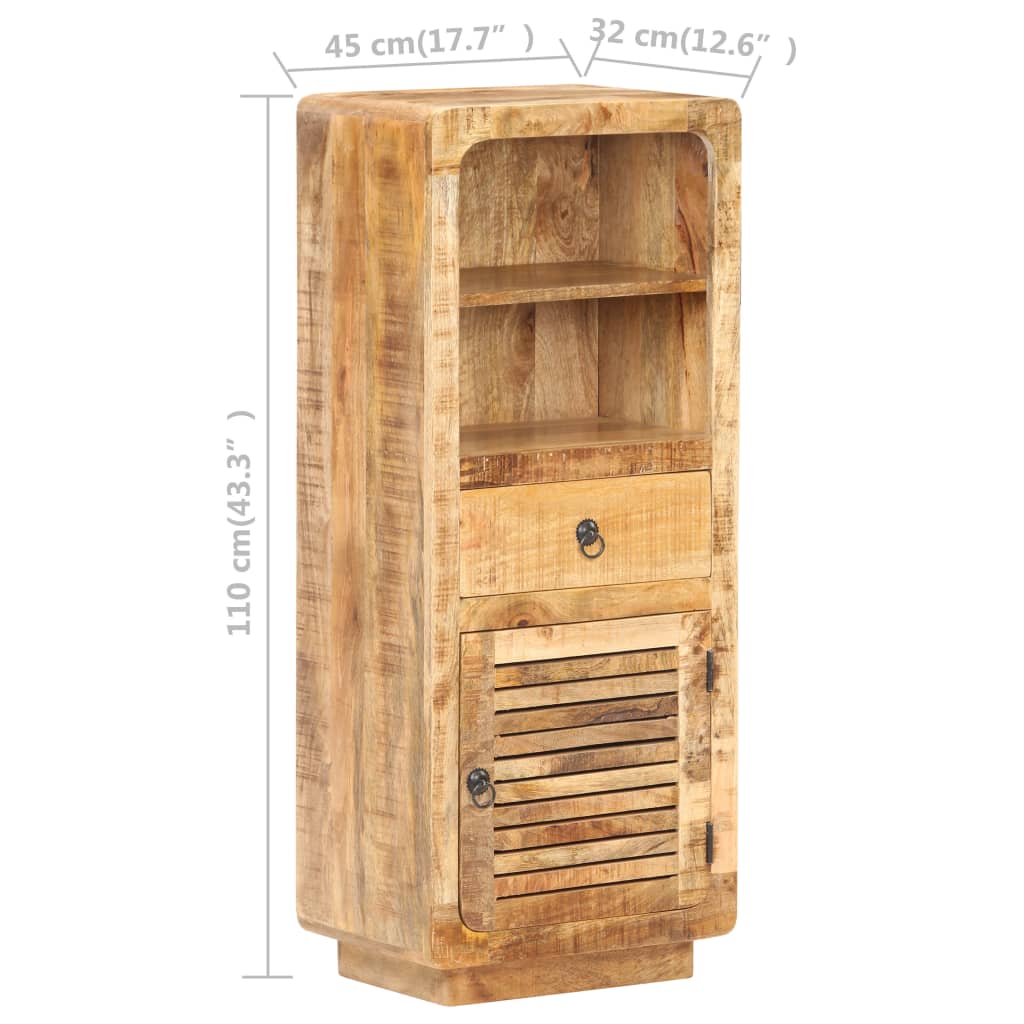 Credenza Alta 45x32x110 cm in Legno Massello di Mango Grezzo