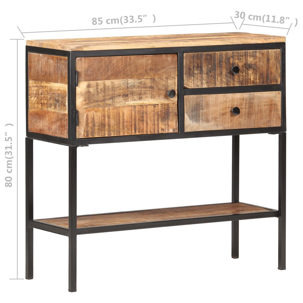 Credenza 85x30x80 cm in Legno Massello di Mango Grezzo - homemem39