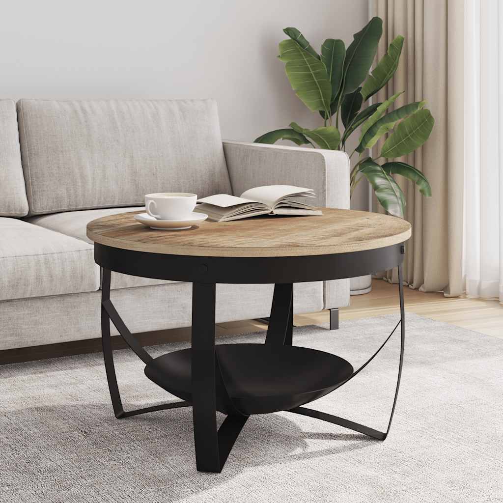 Tavolino da Salotto Ø68x43cm in Legno di Mango Grezzo | homemem39
