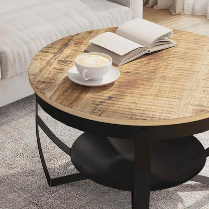 Tavolino da Salotto Ø68x43cm in Legno di Mango Grezzo | homemem39