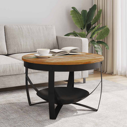 Tavolino da Salotto Ø68x43 cm in Legno Massello di Recupero | homemem39