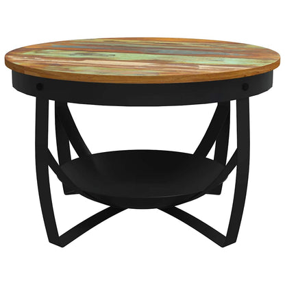 Tavolino da Salotto Ø68x43 cm in Legno Massello di Recupero | homemem39
