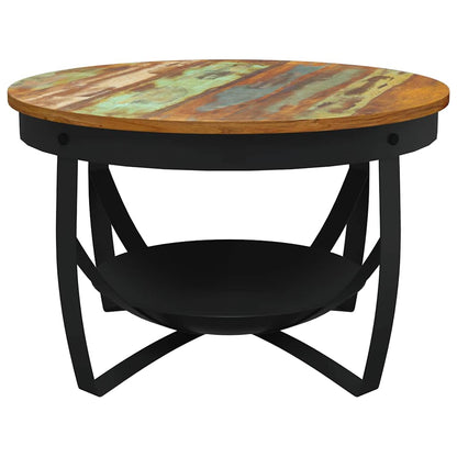 Tavolino da Salotto Ø68x43 cm in Legno Massello di Recupero | homemem39