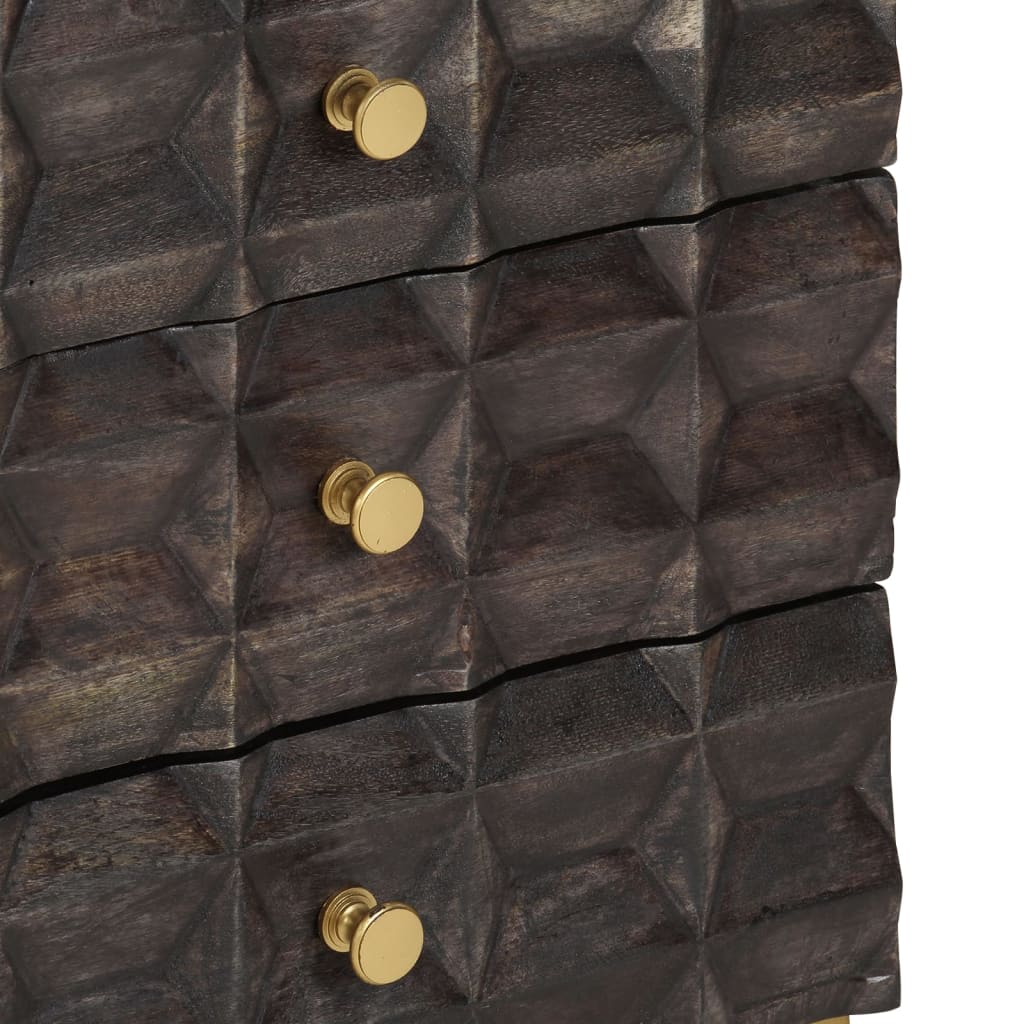 Comodino Nero 40x30x50 cm in Legno Massello di Mango - homemem39