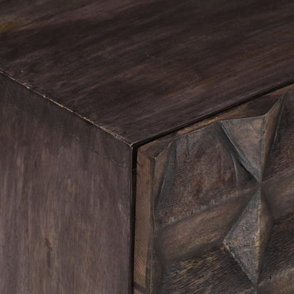 Comodino Nero 40x30x50 cm in Legno Massello di Mango - homemem39