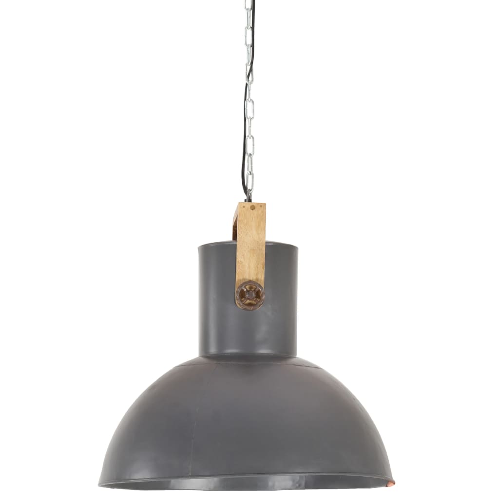 Lampada Soffitto Industriale 25 W Grigia Rotonda in Mango 52cm