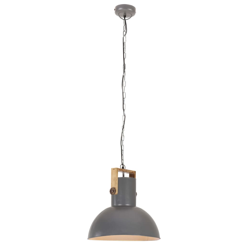 Lampada Soffitto Industriale 25 W Grigia Rotonda in Mango 52cm