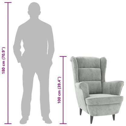 Poltrona Grigio Chiaro Velluto