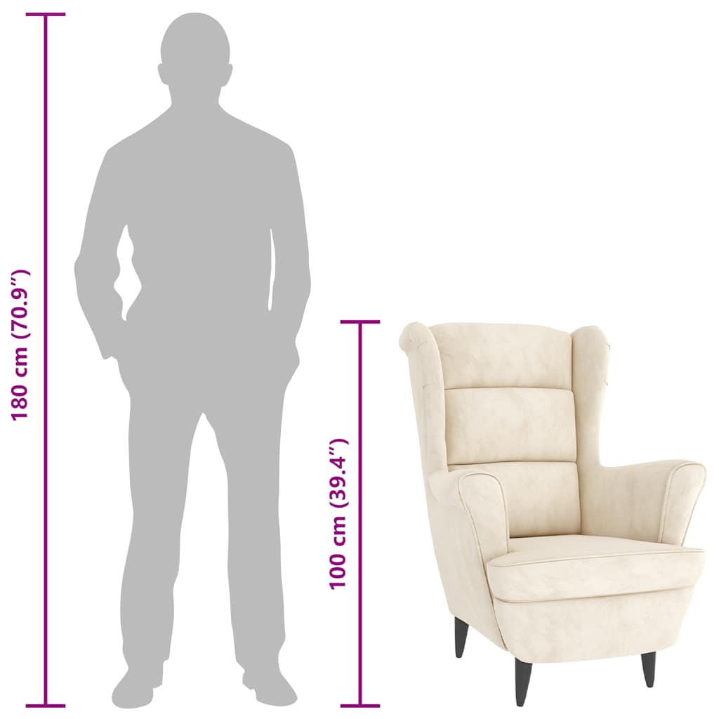 Poltrona Bianco Crema in Velluto