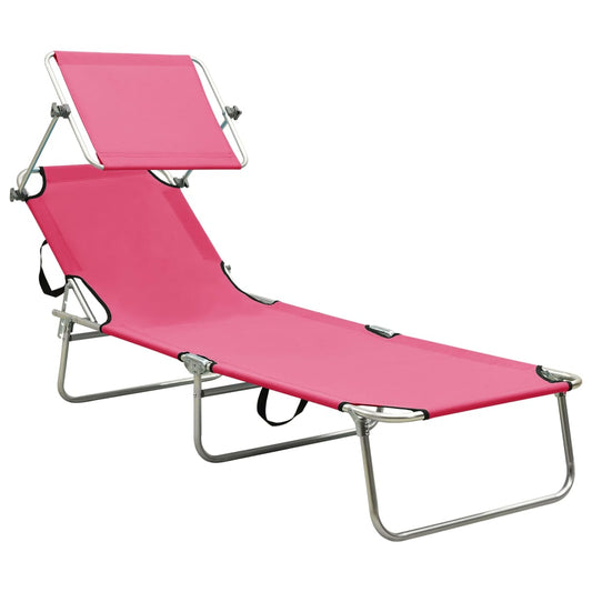 Lettino Pieghevole con Baldacchino in Acciaio Rosa Magenta - homemem39