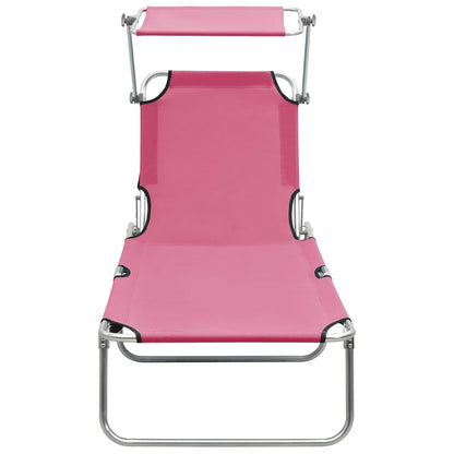 Lettino Pieghevole con Baldacchino in Acciaio Rosa Magenta - homemem39