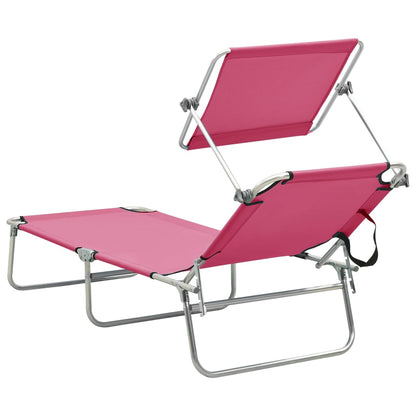 Lettino Pieghevole con Baldacchino in Acciaio Rosa Magenta - homemem39