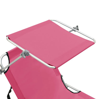 Lettino Pieghevole con Baldacchino in Acciaio Rosa Magenta - homemem39