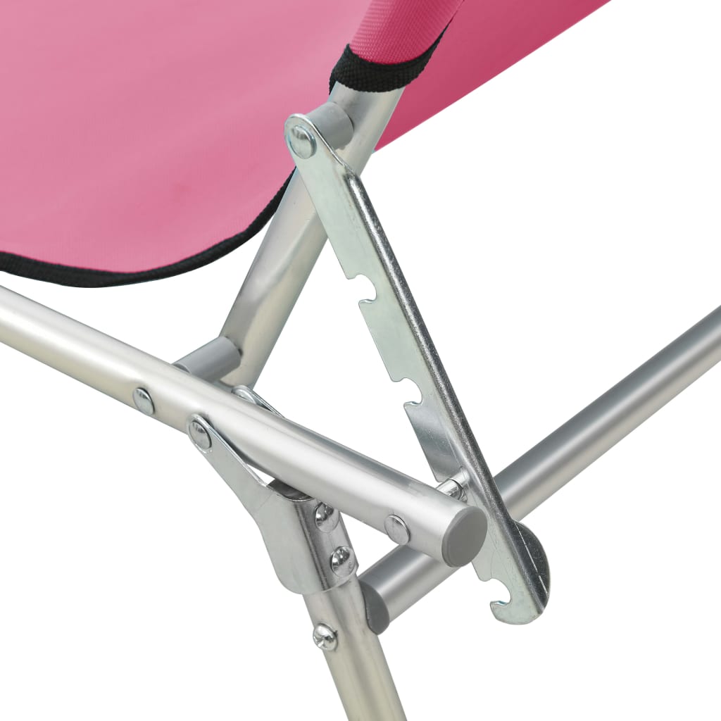 Lettino Pieghevole con Baldacchino in Acciaio Rosa Magenta - homemem39