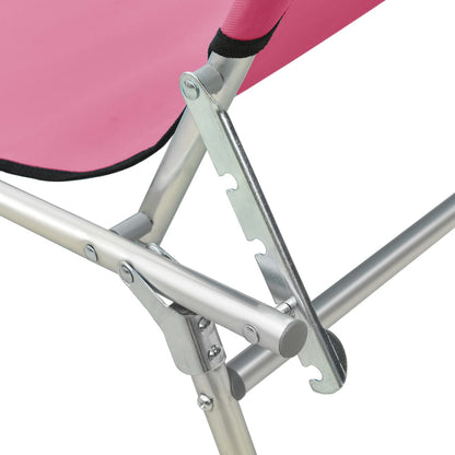 Lettino Pieghevole con Baldacchino in Acciaio Rosa Magenta - homemem39
