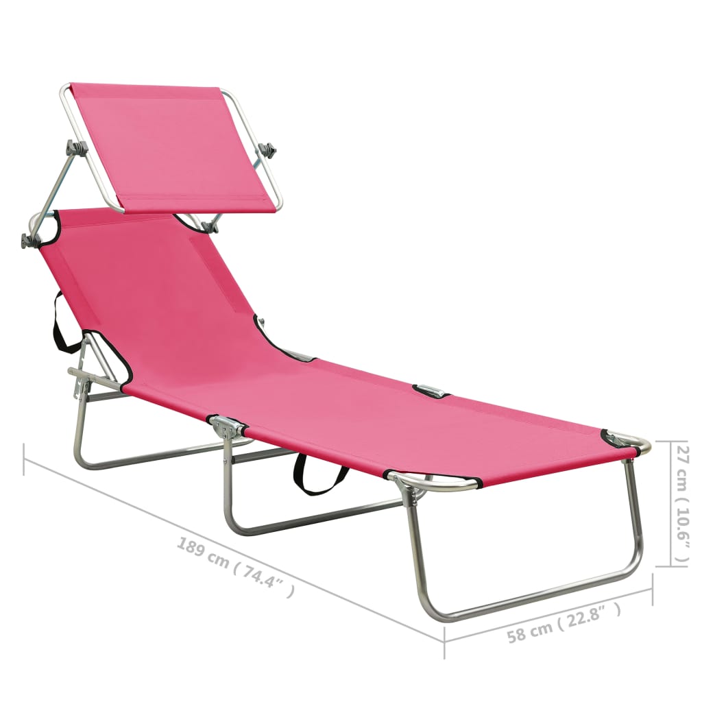 Lettino Pieghevole con Baldacchino in Acciaio Rosa Magenta - homemem39