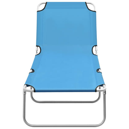 Lettino Prendisole Pieghevole in Acciaio e Tessuto Blu Turchese | homemem39
