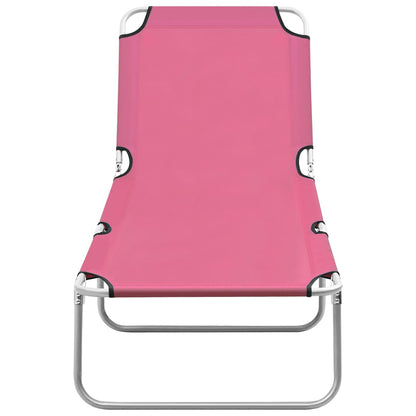 Lettino Prendisole Pieghevole in Acciaio e Tessuto Rosa | homemem39