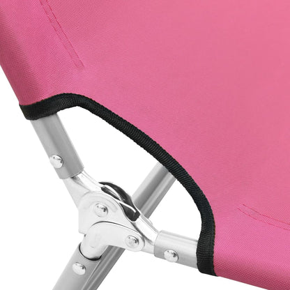Lettino Prendisole Pieghevole in Acciaio e Tessuto Rosa | homemem39