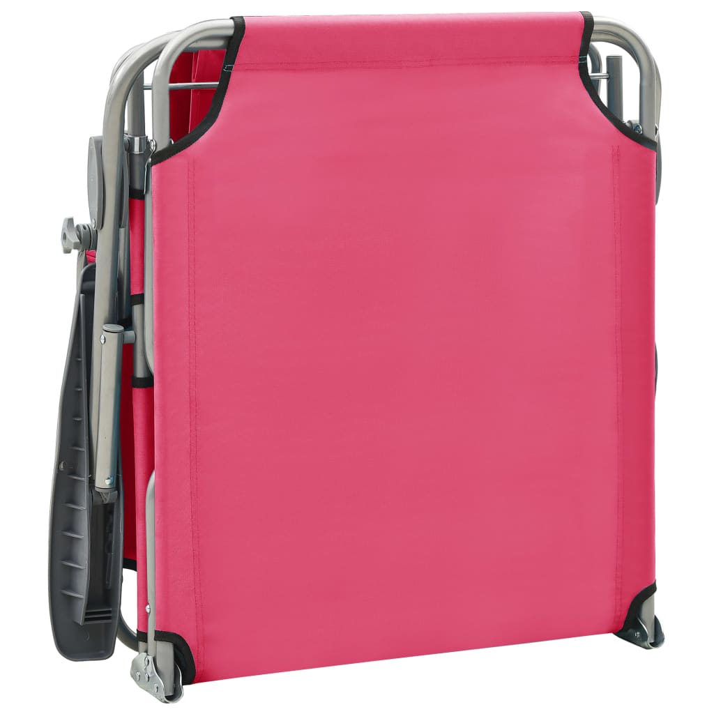 Lettino Prendisole con Baldacchino in Acciaio Rosa - homemem39