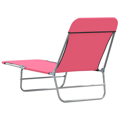 Lettini Prendisole Pieghevoli 2pz in Acciaio e Tessuto Rosa - homemem39