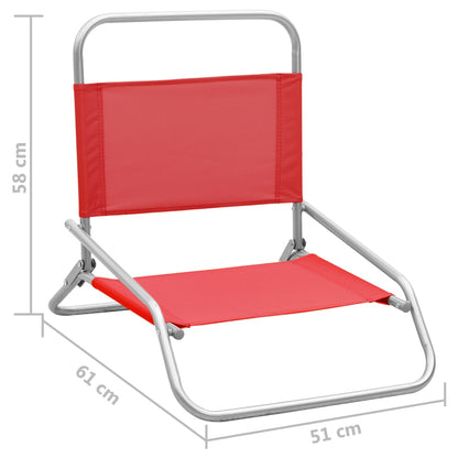 Sedie da Spiaggia Pieghevoli 2 pz in Tessuto Rosso | homemem39