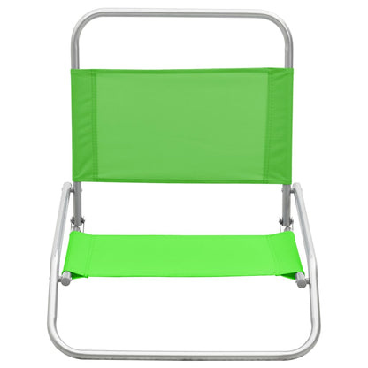 Folding Beach Chairs 2 pcs Green in Fabric