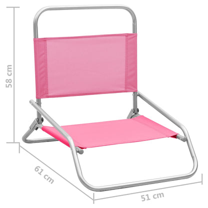 Sedie da Spiaggia Pieghevoli 2 pz Rosa in Tessuto | homemem39