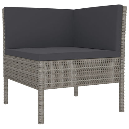 Set Divani da Giardino 3 pz con Cuscini in Polyrattan Grigio | homemem39