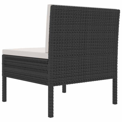 Sedie da Giardino 3 pz con Cuscini in Polyrattan Nere | homemem39