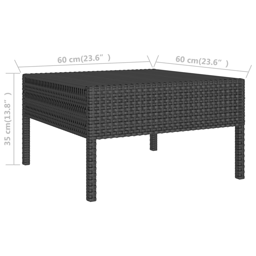 2 pc Garden Sofa Set with Black Polyrattan Cushions