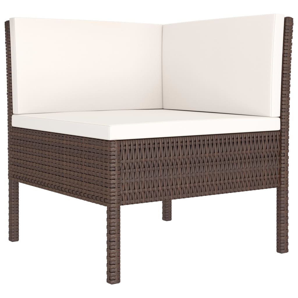 Set Divani da Giardino 3 pz con Cuscini in Polyrattan Marrone | homemem39