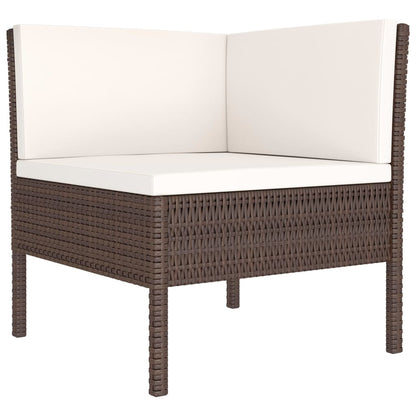 Set Divani da Giardino 3 pz con Cuscini in Polyrattan Marrone | homemem39