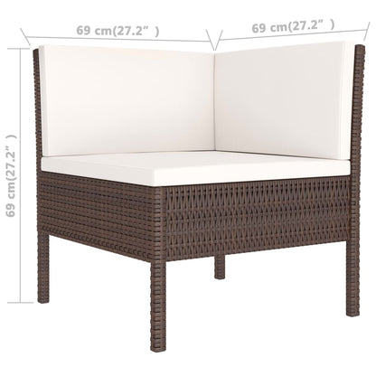 Set Divani da Giardino 3 pz con Cuscini in Polyrattan Marrone | homemem39