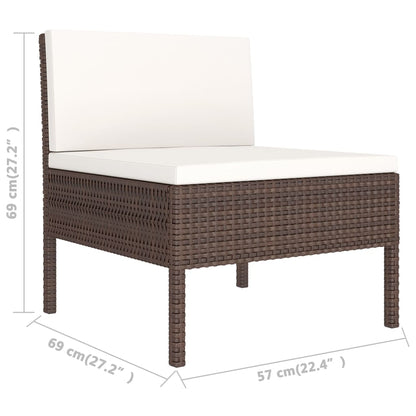 Set Divani da Giardino 3 pz con Cuscini in Polyrattan Marrone | homemem39