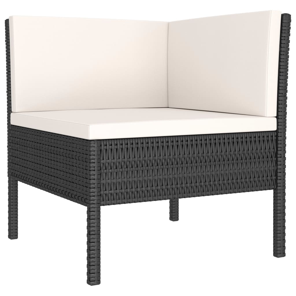 Set Divani da Giardino 3 pz con Cuscini in Polyrattan Nero | homemem39