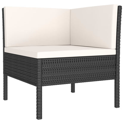 Set Divani da Giardino 3 pz con Cuscini in Polyrattan Nero | homemem39