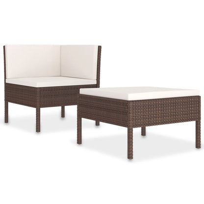 Set Divani da Giardino 2 pz con Cuscini in Polyrattan Marrone - homemem39