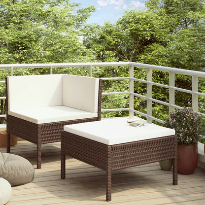 Set Divani da Giardino 2 pz con Cuscini in Polyrattan Marrone - homemem39