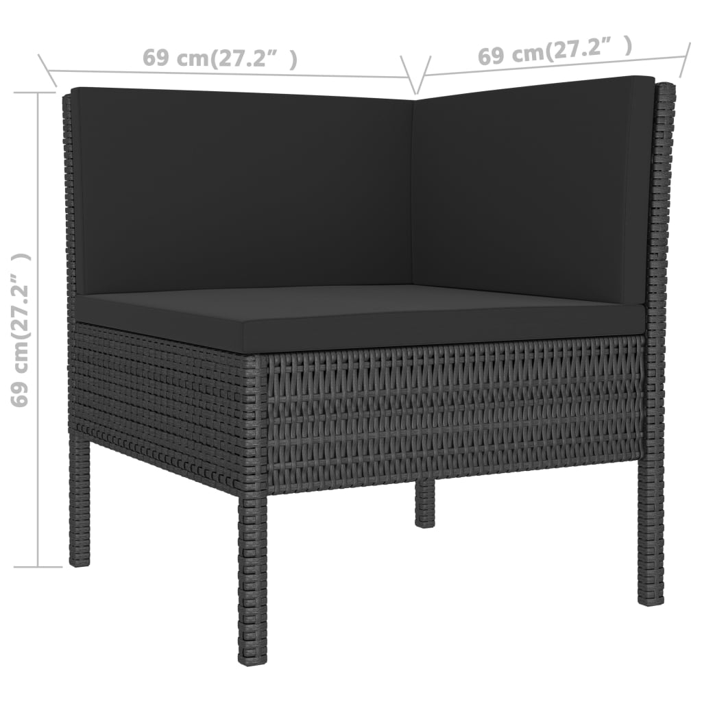 Set Divani da Giardino 2 pz con Cuscini in Polyrattan Nero | homemem39