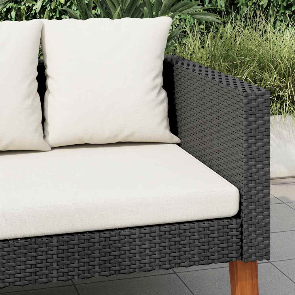 Divano da Giardino a 3 Posti con Cuscini in Polyrattan Nero | homemem39