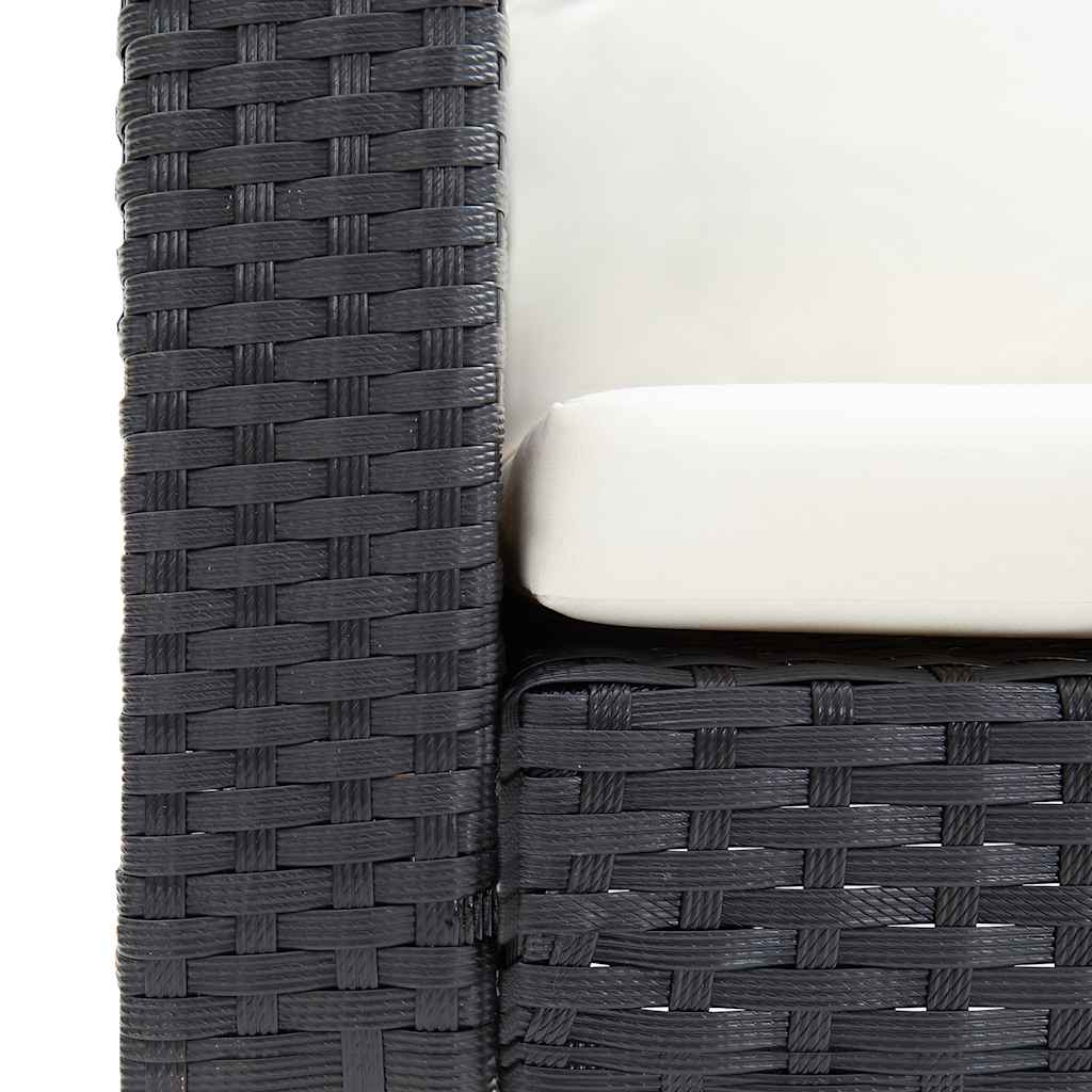Divano da Giardino a 3 Posti con Cuscini in Polyrattan Nero | homemem39