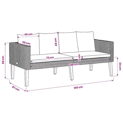 Divano da Giardino a 2 Posti con Cuscini in Polyrattan Beige